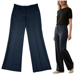 Theory Wool Crepe Flare Leg Pin Stripe Pants Size 4 Preppy Old Money Office